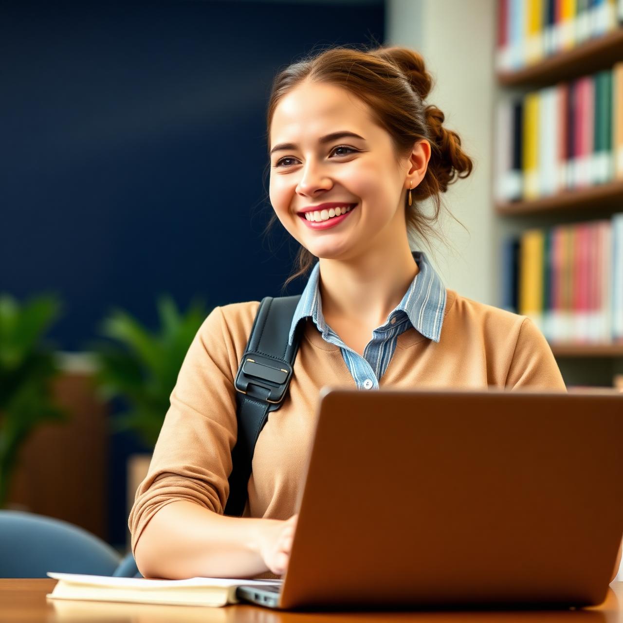 Student studying with a laptop